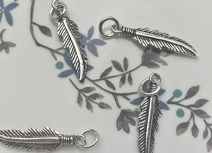 One Piece 6x26 mm 925 Sterling Silver Leaf Shape Pendant Findings Antique Bali Design Sterling Silver Pendant #10144