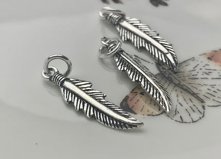 One Piece 6x26 mm 925 Sterling Silver Leaf Shape Pendant Findings Antique Bali Design Sterling Silver Pendant #10144