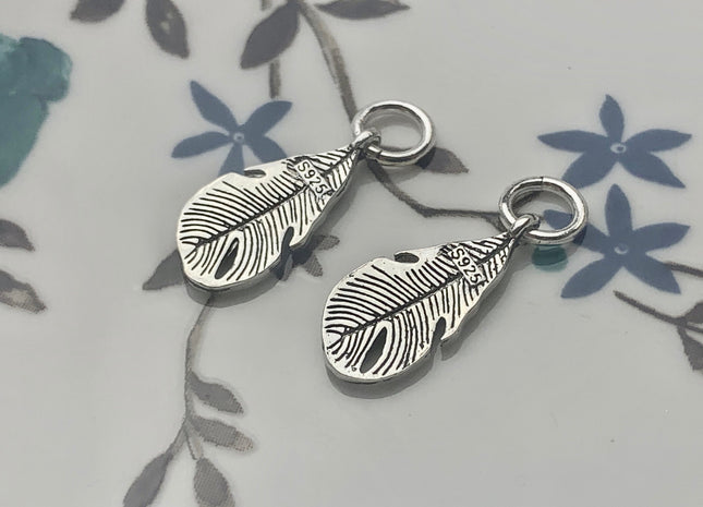One Piece 8x17 mm 925 Sterling Silver Leaf Shape Pendant Findings Antique Bali Design Sterling Silver Pendant #10145
