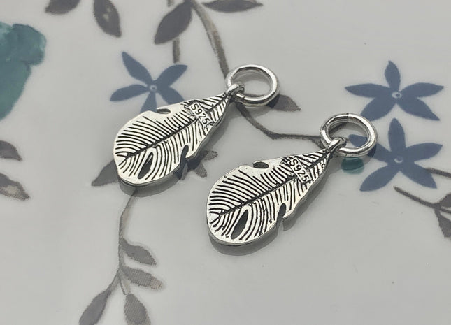 One Piece 8x17 mm 925 Sterling Silver Leaf Shape Pendant Findings Antique Bali Design Sterling Silver Pendant #10145