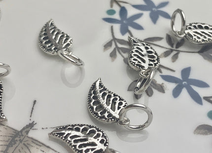 One Piece 7x13 mm 925 Sterling Silver Leaf Shape Pendant Findings Antique Bali Design Sterling Silver Pendant #10147