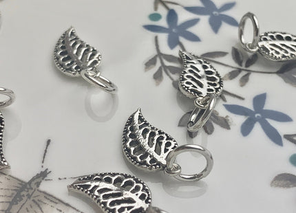 One Piece 7x13 mm 925 Sterling Silver Leaf Shape Pendant Findings Antique Bali Design Sterling Silver Pendant #10147