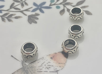 One Piece 4x8 mm 925 Sterling Silver Tibetan Style Silver Spacer Ring Genuine Sterling Silver Large Hole Spacer Beads #10148