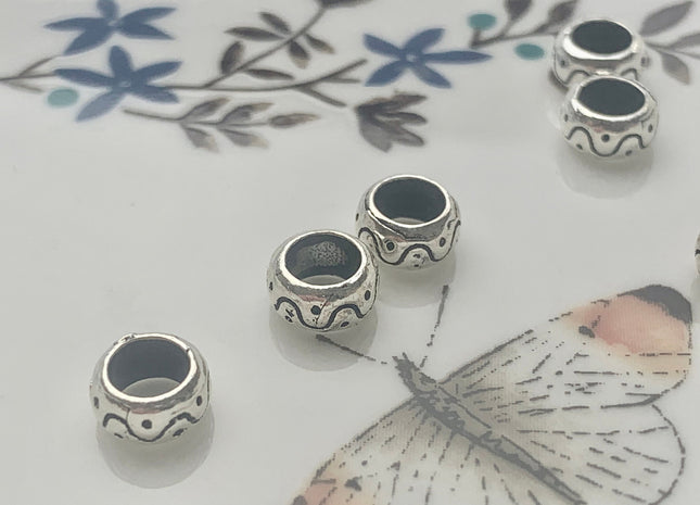 One Piece 4x8 mm 925 Sterling Silver Tibetan Style Silver Spacer Ring Genuine Sterling Silver Large Hole Spacer Beads #10148