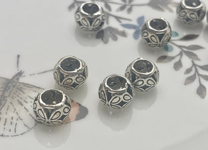 One Piece 5x7.5 mm 925 Sterling Silver Tibetan Style Silver Spacer Ring Genuine Sterling Silver Large Hole Spacer Beads #10149