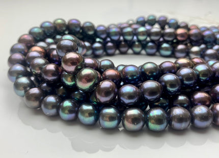 10-11 mm AAA Rainbow Peacock Color Off Round Freshwater Pearl Beads Genuine High Luster Peacock Colored Pearls 42 Beads #P1384