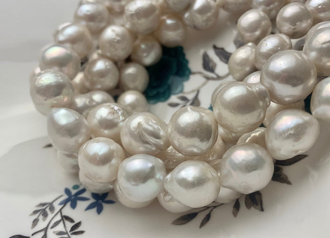 12-14 mm AAA Natural White High Luster Edison Baroque Freshwater Pearl Beads Genuine Freshwater Edison Pearl 29 Pieces #P1422