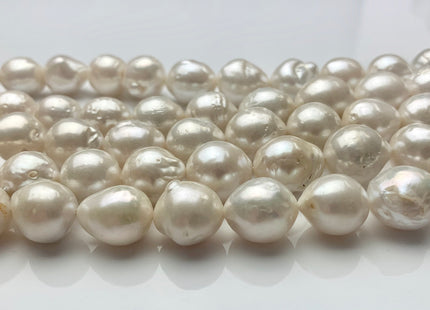 12-14 mm AAA Natural White High Luster Edison Baroque Freshwater Pearl Beads Genuine Freshwater Edison Pearl 29 Pieces #P1422
