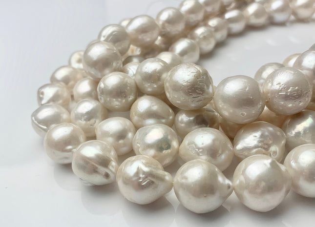 12-14 mm AAA Natural White High Luster Edison Baroque Freshwater Pearl Beads Genuine Freshwater Edison Pearl 29 Pieces #P1422
