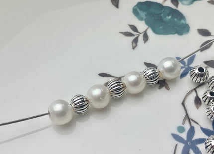 One Piece 6 mm 925 Sterling Silver Tibetan Style Silver Spacer Ball Genuine Sterling Silver Large Hole Spacer Bali Antique Beads #10157