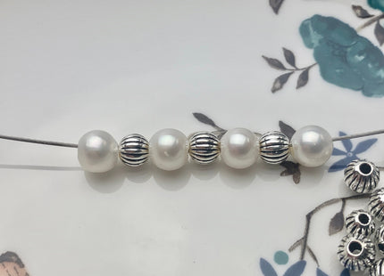 One Piece 6 mm 925 Sterling Silver Tibetan Style Silver Spacer Ball Genuine Sterling Silver Large Hole Spacer Bali Antique Beads #10157