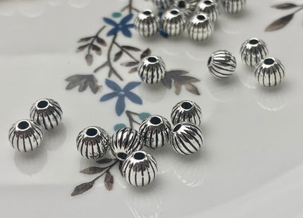 One Piece 6 mm 925 Sterling Silver Tibetan Style Silver Spacer Ball Genuine Sterling Silver Large Hole Spacer Bali Antique Beads #10157