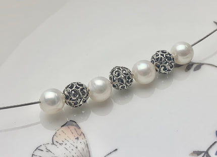 One Piece 8 mm 11.5 mm 925 Sterling Silver Tibetan Style Silver Spacer Ball Genuine Sterling Silver Spacer Bali Antique Beads #10158