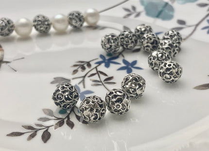 One Piece 8 mm 11.5 mm 925 Sterling Silver Tibetan Style Silver Spacer Ball Genuine Sterling Silver Spacer Bali Antique Beads #10158