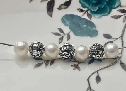 One Piece 8mm 10mm 12mm 925 Sterling Silver Tibetan Style Silver Spacer Ball Genuine Sterling Silver Large Hole Bali Antique Beads #10162