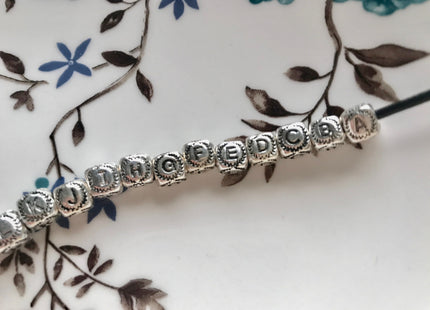 One Piece 6 mm 925 Sterling Silver Alphabet Letter Silver Dice Shape Genuine Sterling Silver Large Hole Spacer Bali Antique Beads #10166