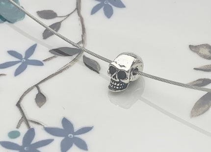 One Piece 5x10 mm 925 Sterling Silver Skull Pendant Findings Skull Antique Bali Design Sterling Silver Spacer Pendant #10165