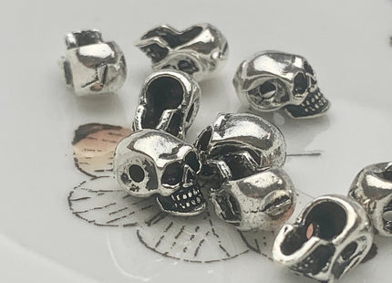 One Piece 5x10 mm 925 Sterling Silver Skull Pendant Findings Skull Antique Bali Design Sterling Silver Spacer Pendant #10165