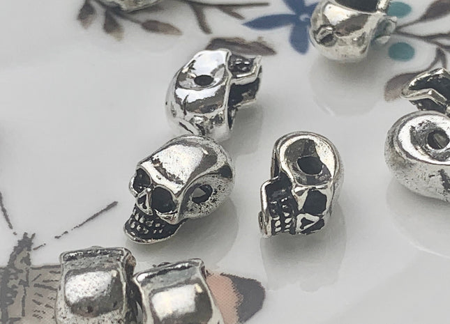 One Piece 5x10 mm 925 Sterling Silver Skull Pendant Findings Skull Antique Bali Design Sterling Silver Spacer Pendant #10165