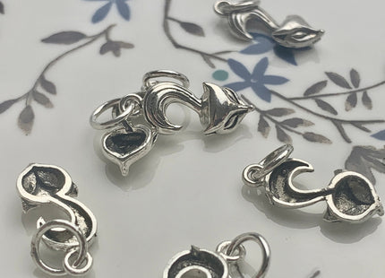 One Piece 8x18 mm 925 Sterling Silver Fox Pendant Findings Fox Antique Bali Design Sterling Silver Pendant #10164