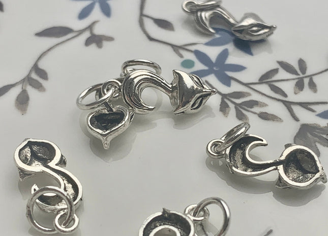 One Piece 8x18 mm 925 Sterling Silver Fox Pendant Findings Fox Antique Bali Design Sterling Silver Pendant #10164