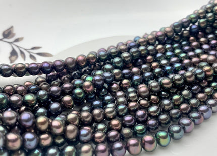 4.5-5 mm AAA Peacock Color Potato Freshwater Pearl Bead Genuine High Luster Peacock Off Round Freshwater Pearls 82 Pieces #P1419