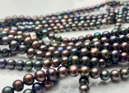 4.5-5 mm AAA Peacock Color Potato Freshwater Pearl Bead Genuine High Luster Peacock Off Round Freshwater Pearls 82 Pieces #P1419