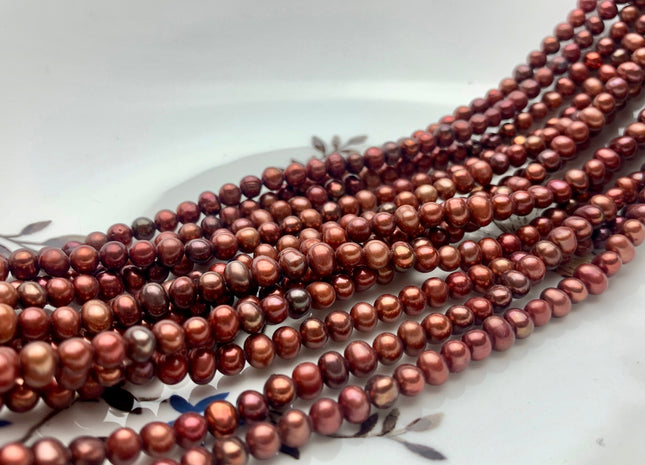 4 mm AAA Brick Red Color Potato Freshwater Pearl Beads Genuine High Luster Brick Pink Tiny Small Potato Freshwater Pearls #P1418