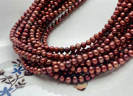 4 mm AAA Brick Red Color Potato Freshwater Pearl Beads Genuine High Luster Brick Pink Tiny Small Potato Freshwater Pearls #P1418