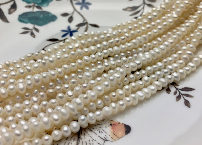 3-4 mm Natural White Small Potato Freshwater Seed Pearl Beads Genuine Small Tiny Freshwater Pearls 108 Beads #P1399