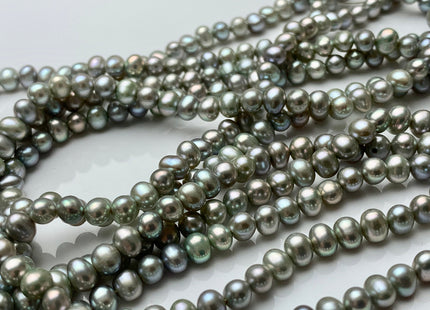 4 mm Rare Grayish Sage Green Small Potato Freshwater Pearl Beads Sage Green Color Genuine Freshwater Potato Seed Pearl #1237