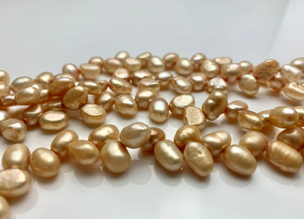 7x9 mm AA Rare Beige OR Taupe Champagne Color Diagonal Top Drilled Freshwater Nugget Pearls Genuine Cultured Freshwater Pearl Beads #P1408