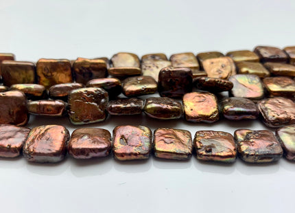 10mm Dark Brown / Copper Gold Square Coin Freshwater Pearls Flat Square Coin Pearl Beads Genuine Freshwater Square Coin Pearls #813
