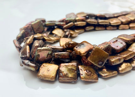 10mm Dark Brown / Copper Gold Square Coin Freshwater Pearls Flat Square Coin Pearl Beads Genuine Freshwater Square Coin Pearls #813