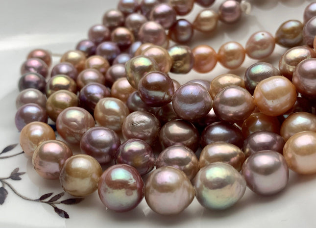 8.5-10mm AAA Half Strand Large Hole Rare Multi Mauve Pink Edison Baroque Pearl Beads Hole Size 1.2mm/1.5mm Edison Pearl 19-20 Pieces #P1416