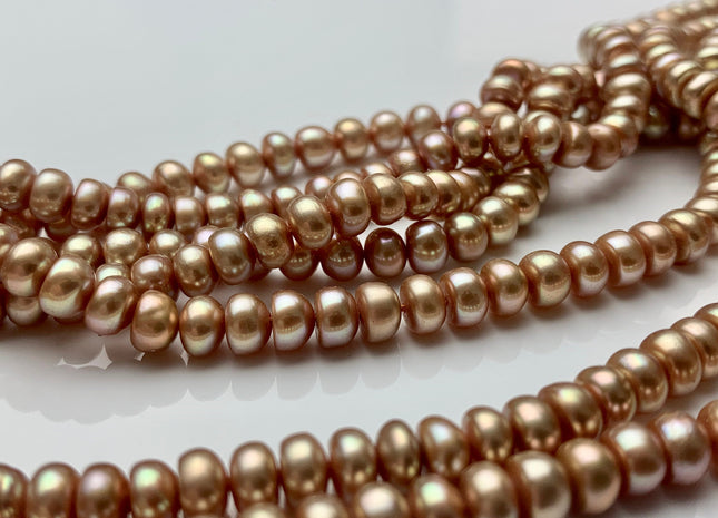 5mm 6.5mm AAA Dark Taupe Champagne Button Freshwater Pearl Beads Genuine Freshwater Pearl Champagne Color Rondelle Button Potato Pearls #55