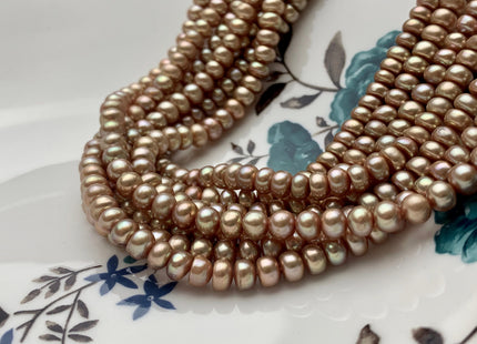 5mm 6.5mm AAA Dark Taupe Champagne Button Freshwater Pearl Beads Genuine Freshwater Pearl Champagne Color Rondelle Button Potato Pearls #55