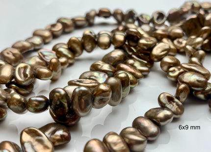 6x9 mm Or 8x9 mm Taupe Color Freshwater Keshi Pearl Beads Genuine Taupe Color Keshi Nugget Pearls #339