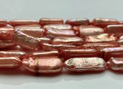7-8x17-20 mm Salmon Pink Color Rectangle Coin Freshwater Pearl Beads Genuine Rectangle Coin Freshwater Pearls #P1413
