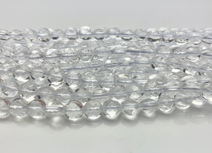 4mm 6mm 8mm AAA Micro Faceted Diamond Cut Clear Rock Quartz Flat Coin Disc Gemstone Beads Genuine Natural Gemmy Beads 15 Inches Strand #3571