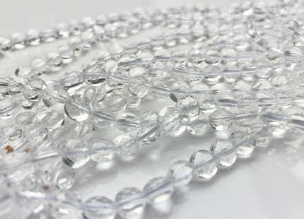 4mm 6mm 8mm AAA Micro Faceted Diamond Cut Clear Rock Quartz Flat Coin Disc Gemstone Beads Genuine Natural Gemmy Beads 15 Inches Strand #3571