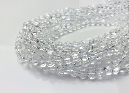 4mm 6mm 8mm AAA Micro Faceted Diamond Cut Clear Rock Quartz Flat Coin Disc Gemstone Beads Genuine Natural Gemmy Beads 15 Inches Strand #3571