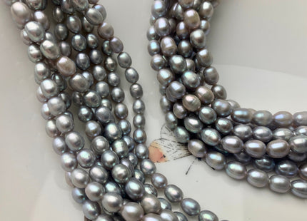 4.5x6mm OR 5.5x7mm AAA Gray Color Rice/Oval Shape Freshwater Pearls Genuine Smooth And Shiny Freshwater Pearl Beads #P1424
