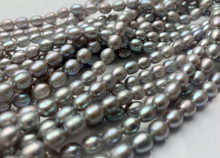 4.5x6mm OR 5.5x7mm AAA Gray Color Rice/Oval Shape Freshwater Pearls Genuine Smooth And Shiny Freshwater Pearl Beads #P1424