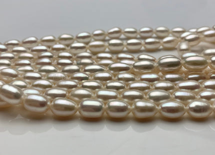 5.5-6x10-11 mm AAA Natural White Rice Freshwater Pearl Beads Genuine Long Rice/Oval High Quality Smooth Freshwater Pearl 41-45 Pieces #P1434