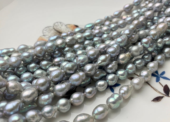 5.5x6-9 mm AAA Silver Gray Color High Luster Baby Edison Baroque Freshwater Pearls Beads Genuine TearDrop Shape Small Edison Pearls #P1438