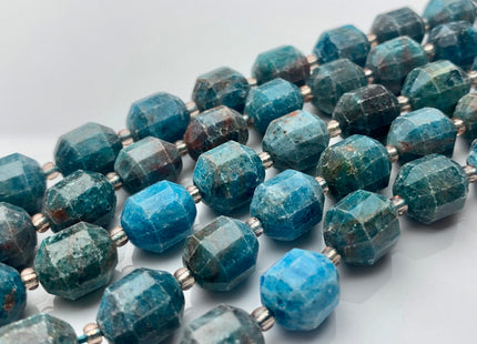 9x10mm 10x12mm AAA Half Strand Faceted Energy Prism Cut Apatite Gemstone Genuine Double Terminated Points Natural Blue Apatite Beads #3591
