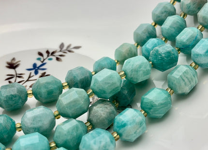 9x10mm 10x12mm AAA Half Strand Faceted Energy Prism Cut Amazonite Gemstone Genuine Double Terminated Points Natural Green Amazonite #3592