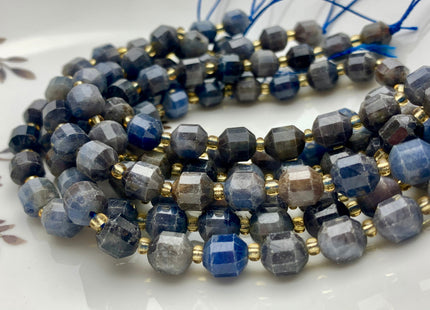 7x8mm Half Strand Faceted Energy Prism Cut Sapphire Gemstone Genuine Double Terminated Points Natural Blue Sapphire Beads 19-20 Pieces #3610