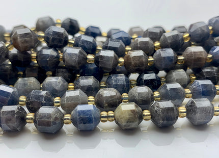 7x8mm Half Strand Faceted Energy Prism Cut Sapphire Gemstone Genuine Double Terminated Points Natural Blue Sapphire Beads 19-20 Pieces #3610